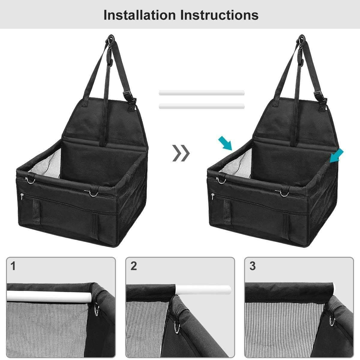 Detalle de correas ajustables del asiento para auto de mascotas