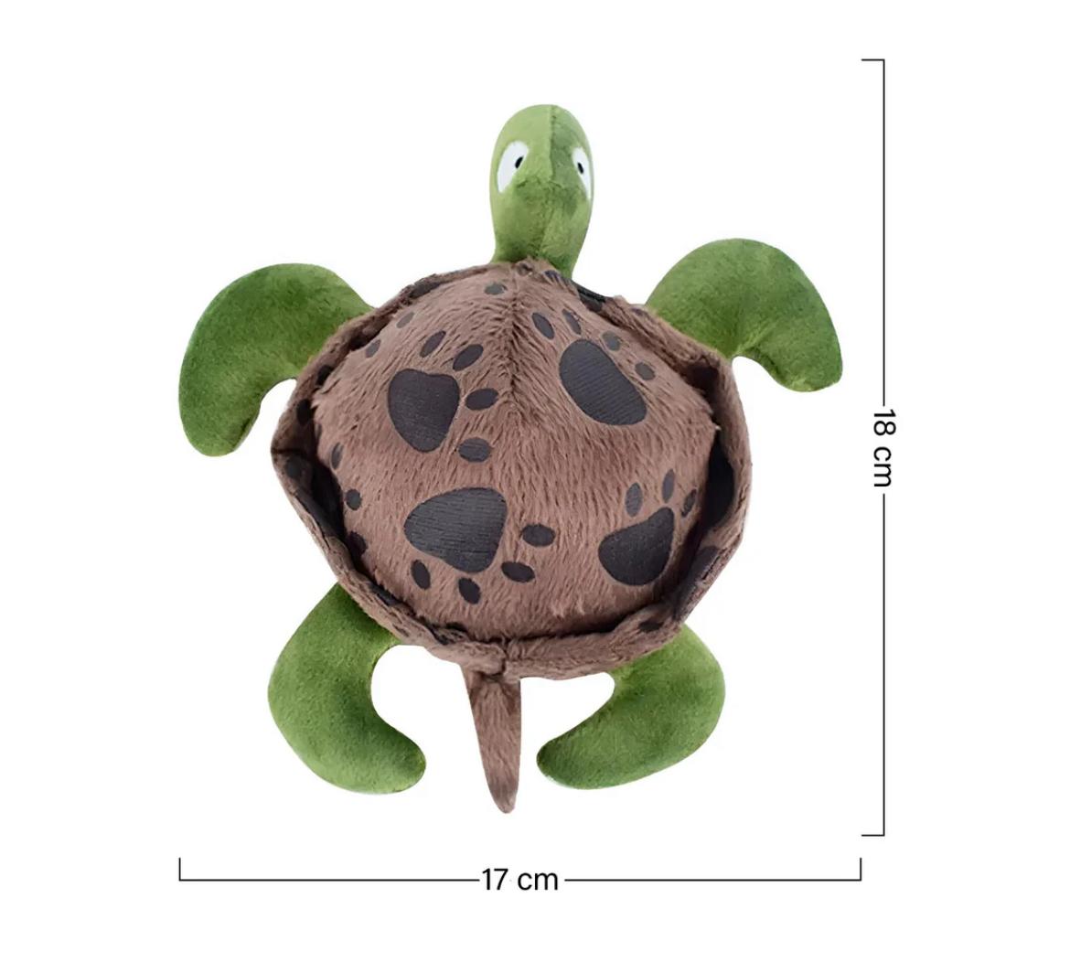 Juguete suave con forma de tortuga para perros o gatos, vista frontal