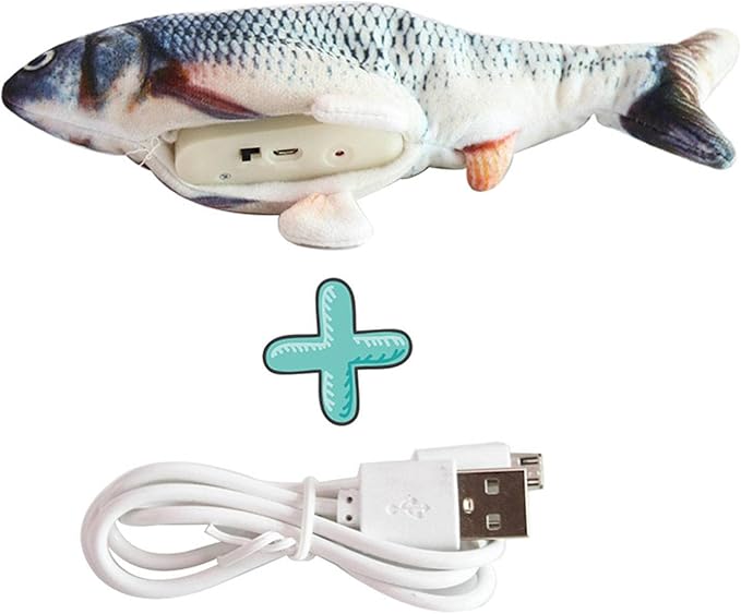 Vista detallada del Juguete Pez Saltarín con cremallera, puerto USB y textura suave