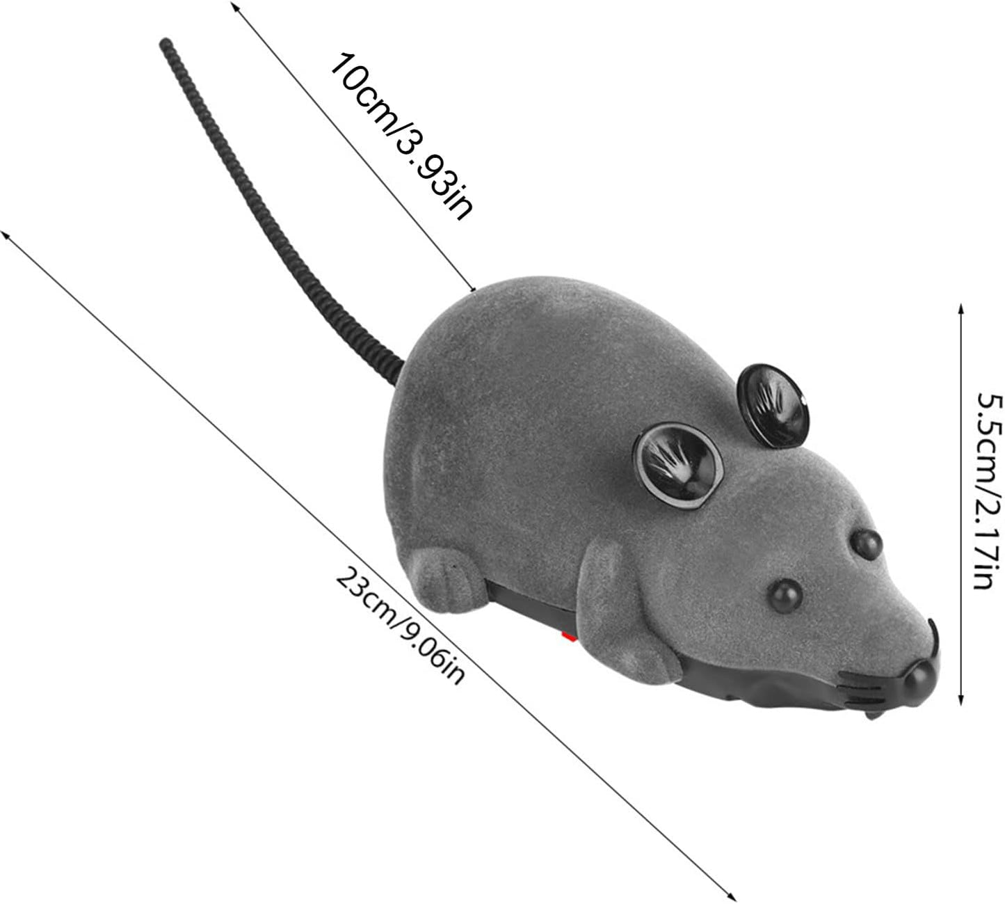 Ratón a control remoto para mascotas pequeñas con medidas