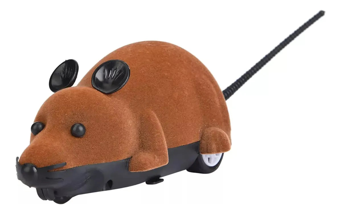 Ratón de juguete cafe con antena y control remoto ergonómico