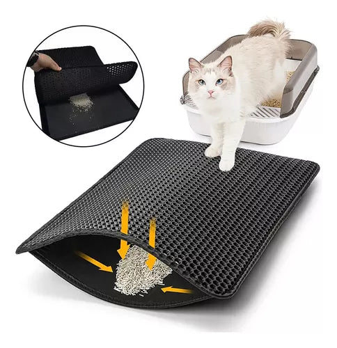 Tapete arenero para gatos doble capa antiarena