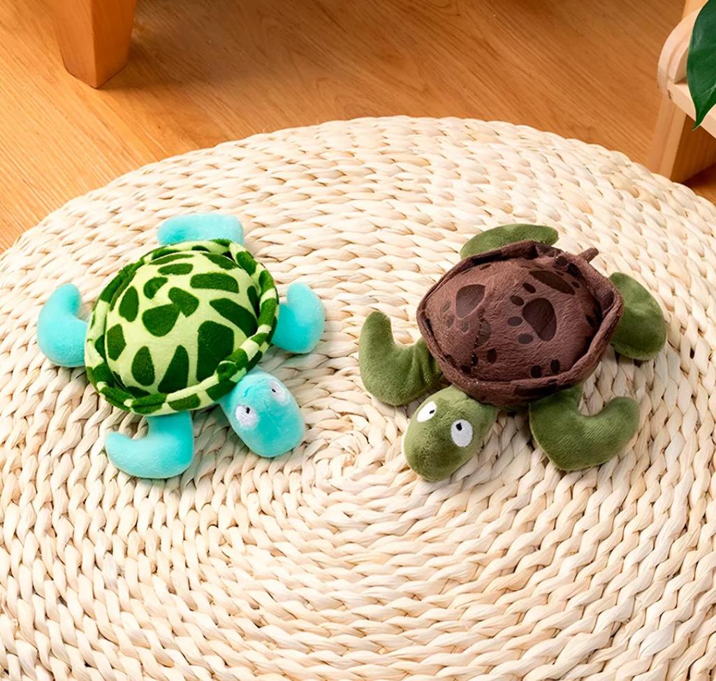 Tortuga de juguete con sonido para mascotas, diseño compacto y ligero