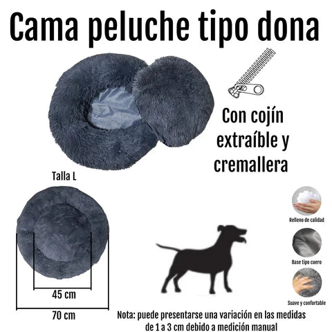 Cama acolchada ortopédica tipo dona para gatos, doblada lista para transportar