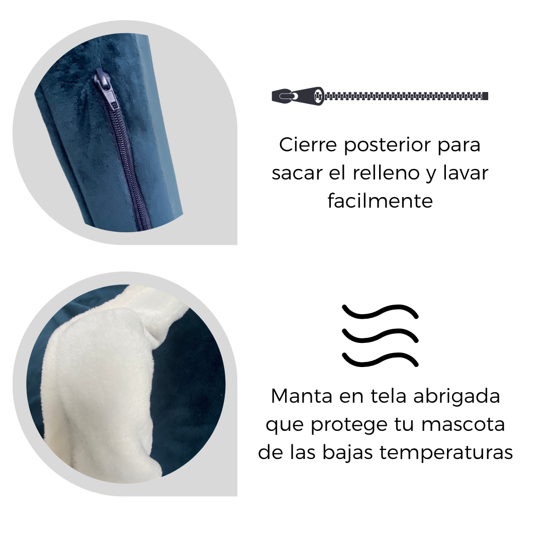 Cama rectangunar con forro extra suave par amascotas consentidas