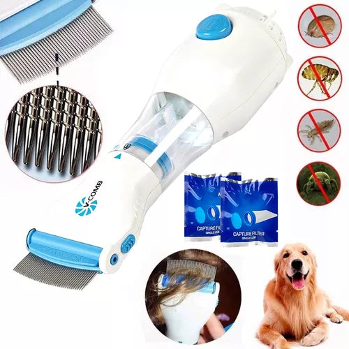 peine eléctrico eliminador de pulgas y garrapatas para pelos largos y cortos