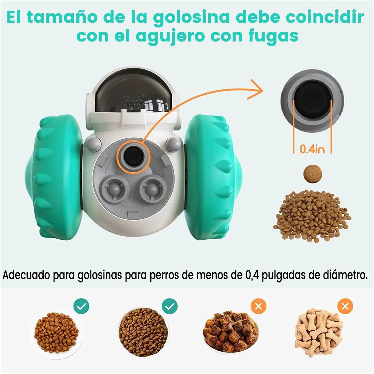 Dispensador de comida interactivo para perros y gatos, diseño moderno y estable, vista frontal