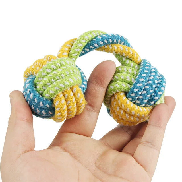 Juguete interactivo de cuerda para morder, forma hueso, colores neon