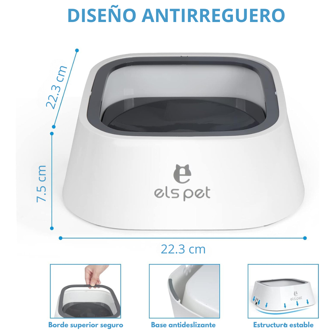 Vista superior del sistema de disco flotante en cuenco ELSPET para mascotas