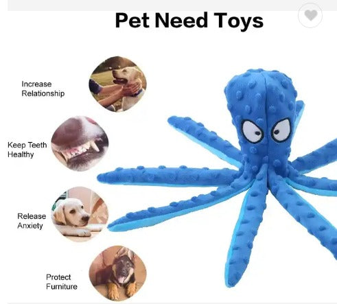 Juguete en forma de pulpo para perros y gatos, sin relleno y con patas crujientes