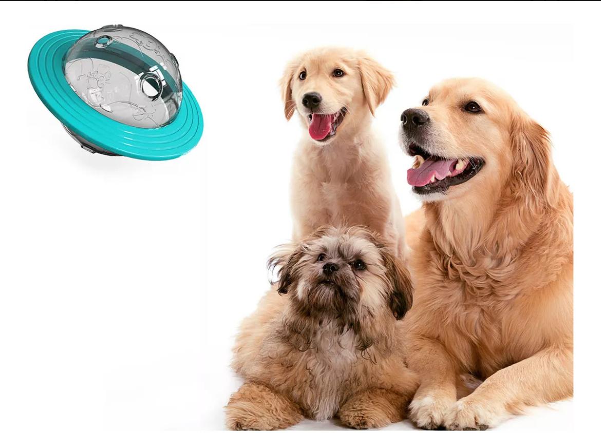 Perro entretenido con bola interactiva Petastro dispensando comida