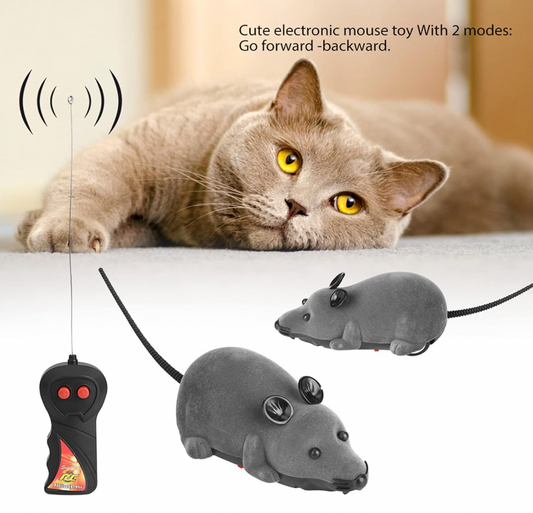 Ratón a control remoto con antena y mando listos para jugar