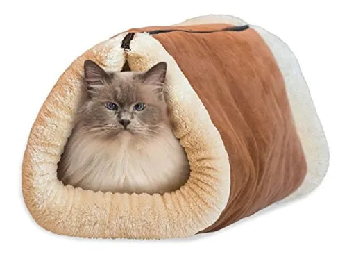 Gato dentro del túnel de la cama 2 en 1 con forro polar suave
