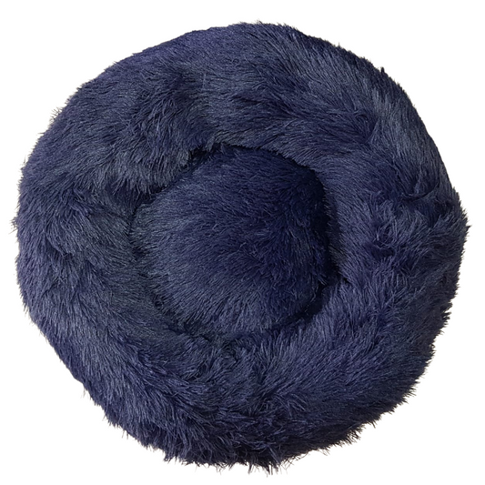 Cama redonda tipo dona para perros y gatos, en peluche vegano ultrasuave