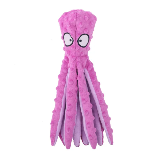 Pulpo de felpa para mascotas, resistente, sin relleno y lavable